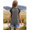 imageImily Bela Girls Summer T Shirts Casual Cap Sleeve Crewneck Raglan Tops with PocketGrey