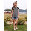 imageImily Bela Girls Summer T Shirts Casual Cap Sleeve Crewneck Raglan Tops with PocketGrey