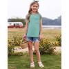 imageImily Bela Girls Summer T Shirts Casual Cap Sleeve Crewneck Raglan Tops with PocketLight Green