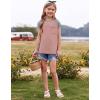imageImily Bela Girls Summer T Shirts Casual Cap Sleeve Crewneck Raglan Tops with PocketLight Pink