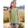 imageImily Bela Girls Summer T Shirts Casual Cap Sleeve Crewneck Raglan Tops with PocketOlive Drab