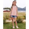 imageImily Bela Girls Summer T Shirts Casual Cap Sleeve Crewneck Raglan Tops with PocketPink