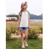 imageImily Bela Girls Summer T Shirts Casual Cap Sleeve Crewneck Raglan Tops with PocketWhite