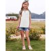 imageImily Bela Girls Summer T Shirts Casual Cap Sleeve Crewneck Raglan Tops with PocketWhite