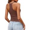 imageImily Bela Womens Racerback Tank Tops Summer V Neck Ribbed Knit Yoga Workout Camisole TopBrown