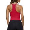 imageImily Bela Womens Racerback Tank Tops Summer V Neck Ribbed Knit Yoga Workout Camisole TopRed