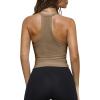 imageImily Bela Womens Racerback Tank Tops Summer V Neck Ribbed Knit Yoga Workout Camisole TopTawny