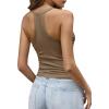 imageImily Bela Womens Racerback Tank Tops Summer V Neck Ribbed Knit Yoga Workout Camisole TopTawny