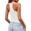 imageImily Bela Womens Racerback Tank Tops Summer V Neck Ribbed Knit Yoga Workout Camisole TopWhite
