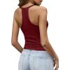 imageImily Bela Womens Racerback Tank Tops Summer V Neck Ribbed Knit Yoga Workout Camisole TopWine Red