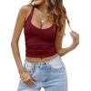 imageImily Bela Womens Racerback Tank Tops Summer V Neck Ribbed Knit Yoga Workout Camisole TopWine Red