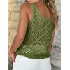 imageImily Bela Womens Summer Crochet Tank Tops Knit Sleeveless Scoop Neck Sweater Vest Boho Hollow Out Cover UpsArmy Green