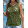 imageImily Bela Womens Summer Crochet Tank Tops Knit Sleeveless Scoop Neck Sweater Vest Boho Hollow Out Cover UpsArmy Green