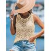 imageImily Bela Womens Summer Crochet Tank Tops Knit Sleeveless Scoop Neck Sweater Vest Boho Hollow Out Cover UpsBeige