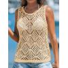 imageImily Bela Womens Summer Crochet Tank Tops Knit Sleeveless Scoop Neck Sweater Vest Boho Hollow Out Cover UpsBeige