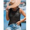 imageImily Bela Womens Summer Crochet Tank Tops Knit Sleeveless Scoop Neck Sweater Vest Boho Hollow Out Cover UpsBlack