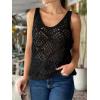 imageImily Bela Womens Summer Crochet Tank Tops Knit Sleeveless Scoop Neck Sweater Vest Boho Hollow Out Cover UpsBlack