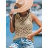imageImily Bela Womens Summer Crochet Tank Tops Knit Sleeveless Scoop Neck Sweater Vest Boho Hollow Out Cover UpsKhaki