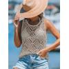 imageImily Bela Womens Summer Crochet Tank Tops Knit Sleeveless Scoop Neck Sweater Vest Boho Hollow Out Cover UpsLight Khaki