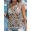 imageImily Bela Womens Summer Crochet Tank Tops Knit Sleeveless Scoop Neck Sweater Vest Boho Hollow Out Cover UpsLight Khaki