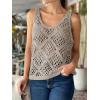 imageImily Bela Womens Summer Crochet Tank Tops Knit Sleeveless Scoop Neck Sweater Vest Boho Hollow Out Cover UpsLight Khaki