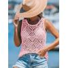 imageImily Bela Womens Summer Crochet Tank Tops Knit Sleeveless Scoop Neck Sweater Vest Boho Hollow Out Cover UpsPink