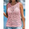 imageImily Bela Womens Summer Crochet Tank Tops Knit Sleeveless Scoop Neck Sweater Vest Boho Hollow Out Cover UpsPink