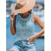 imageImily Bela Womens Summer Crochet Tank Tops Knit Sleeveless Scoop Neck Sweater Vest Boho Hollow Out Cover UpsSky Blue