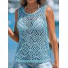 imageImily Bela Womens Summer Crochet Tank Tops Knit Sleeveless Scoop Neck Sweater Vest Boho Hollow Out Cover UpsSky Blue
