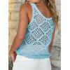 imageImily Bela Womens Summer Crochet Tank Tops Knit Sleeveless Scoop Neck Sweater Vest Boho Hollow Out Cover UpsSky Blue