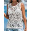 imageImily Bela Womens Summer Crochet Tank Tops Knit Sleeveless Scoop Neck Sweater Vest Boho Hollow Out Cover UpsWhite
