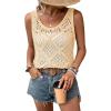 imageImily Bela Womens Summer Crochet Tank Tops Knit Sleeveless Scoop Neck Sweater Vest Boho Hollow Out Cover UpsBeige