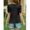 imageImily Bela Girls Puff Short Sleeve Tops Kids Summer T Shirts Crewneck Fashion Tees 514 YearsBlack