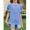 imageImily Bela Girls Puff Short Sleeve Tops Kids Summer T Shirts Crewneck Fashion Tees 514 YearsBluish Gray