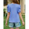 imageImily Bela Girls Puff Short Sleeve Tops Kids Summer T Shirts Crewneck Fashion Tees 514 YearsBluish Gray