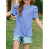imageImily Bela Girls Puff Short Sleeve Tops Kids Summer T Shirts Crewneck Fashion Tees 514 YearsBluish Gray
