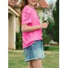 imageImily Bela Girls Puff Short Sleeve Tops Kids Summer T Shirts Crewneck Fashion Tees 514 YearsBright Pink