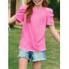 imageImily Bela Girls Puff Short Sleeve Tops Kids Summer T Shirts Crewneck Fashion Tees 514 YearsBright Pink