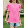 imageImily Bela Girls Puff Short Sleeve Tops Kids Summer T Shirts Crewneck Fashion Tees 514 YearsBright Pink