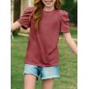 imageImily Bela Girls Puff Short Sleeve Tops Kids Summer T Shirts Crewneck Fashion Tees 514 YearsBurgundy