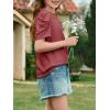 imageImily Bela Girls Puff Short Sleeve Tops Kids Summer T Shirts Crewneck Fashion Tees 514 YearsBurgundy