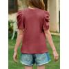 imageImily Bela Girls Puff Short Sleeve Tops Kids Summer T Shirts Crewneck Fashion Tees 514 YearsBurgundy