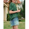 imageImily Bela Girls Puff Short Sleeve Tops Kids Summer T Shirts Crewneck Fashion Tees 514 YearsDark Green
