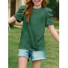 imageImily Bela Girls Puff Short Sleeve Tops Kids Summer T Shirts Crewneck Fashion Tees 514 YearsDark Green