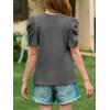 imageImily Bela Girls Puff Short Sleeve Tops Kids Summer T Shirts Crewneck Fashion Tees 514 YearsDark Grey