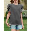 imageImily Bela Girls Puff Short Sleeve Tops Kids Summer T Shirts Crewneck Fashion Tees 514 YearsDark Grey