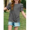 imageImily Bela Girls Puff Short Sleeve Tops Kids Summer T Shirts Crewneck Fashion Tees 514 YearsDark Grey