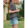 imageImily Bela Girls Puff Short Sleeve Tops Kids Summer T Shirts Crewneck Fashion Tees 514 YearsDark Grey