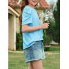 imageImily Bela Girls Puff Short Sleeve Tops Kids Summer T Shirts Crewneck Fashion Tees 514 YearsLight Blue