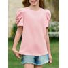imageImily Bela Girls Puff Short Sleeve Tops Kids Summer T Shirts Crewneck Fashion Tees 514 YearsLight Pink